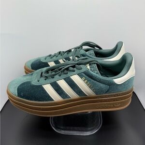 Adidas Gazelle Bold Mineral Green and Cream Sneakers